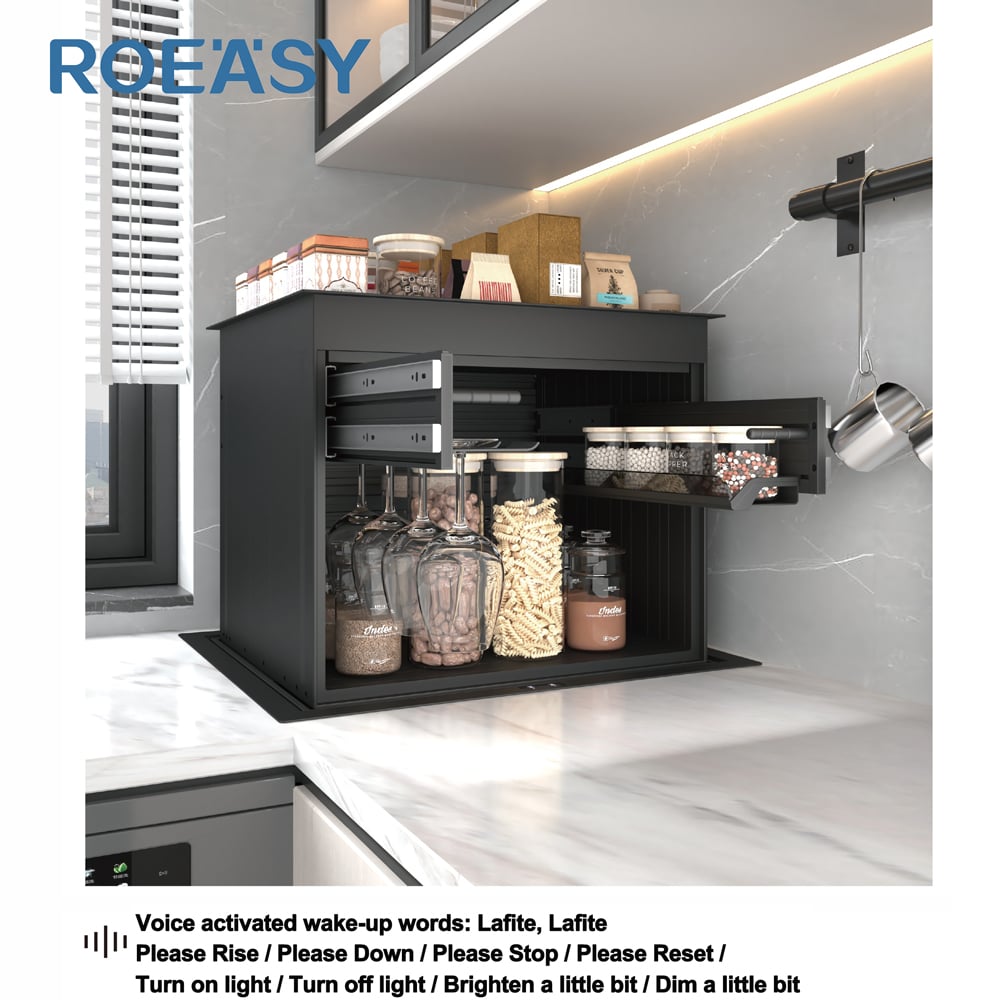 ROEASY KL600-ZJ Kitchen Corner Lifting Rack Kitchen Intelligent Lifting Platform Invisible Storage Rack