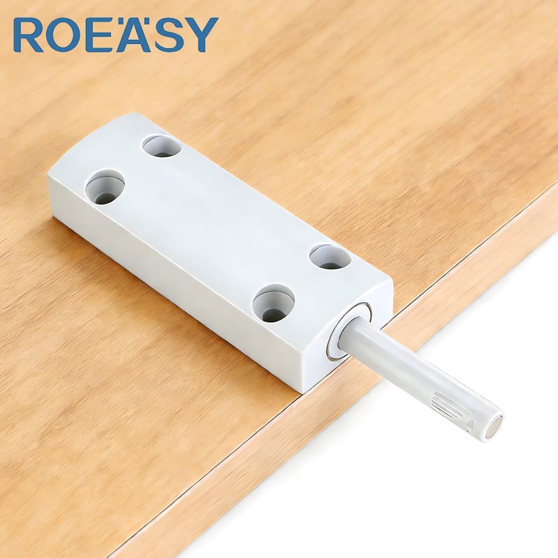 ROEASY RT035 bezručkový tlakový otvárací mechanizmus s nárazovou pružinou, neviditeľný vyskakujúci zámok s magnetickou prištepkou na otváranie tlakom pre dverky domácich skriňových systémov