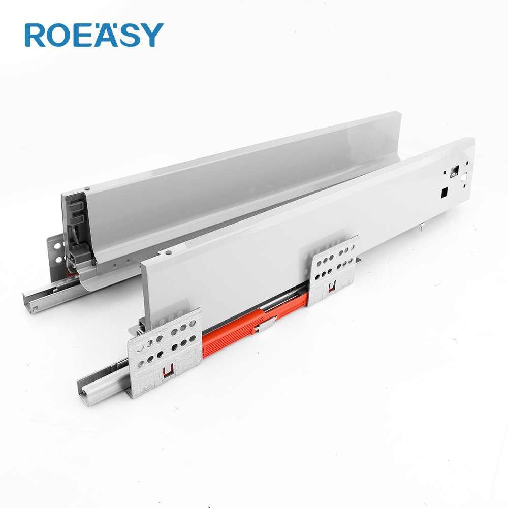 ROEASY TD-197Y Meblowe Metalowe Pudełko Miękko Zamykane Podwójna Ściana Szuflada Pełne Wydłużenie Kanału