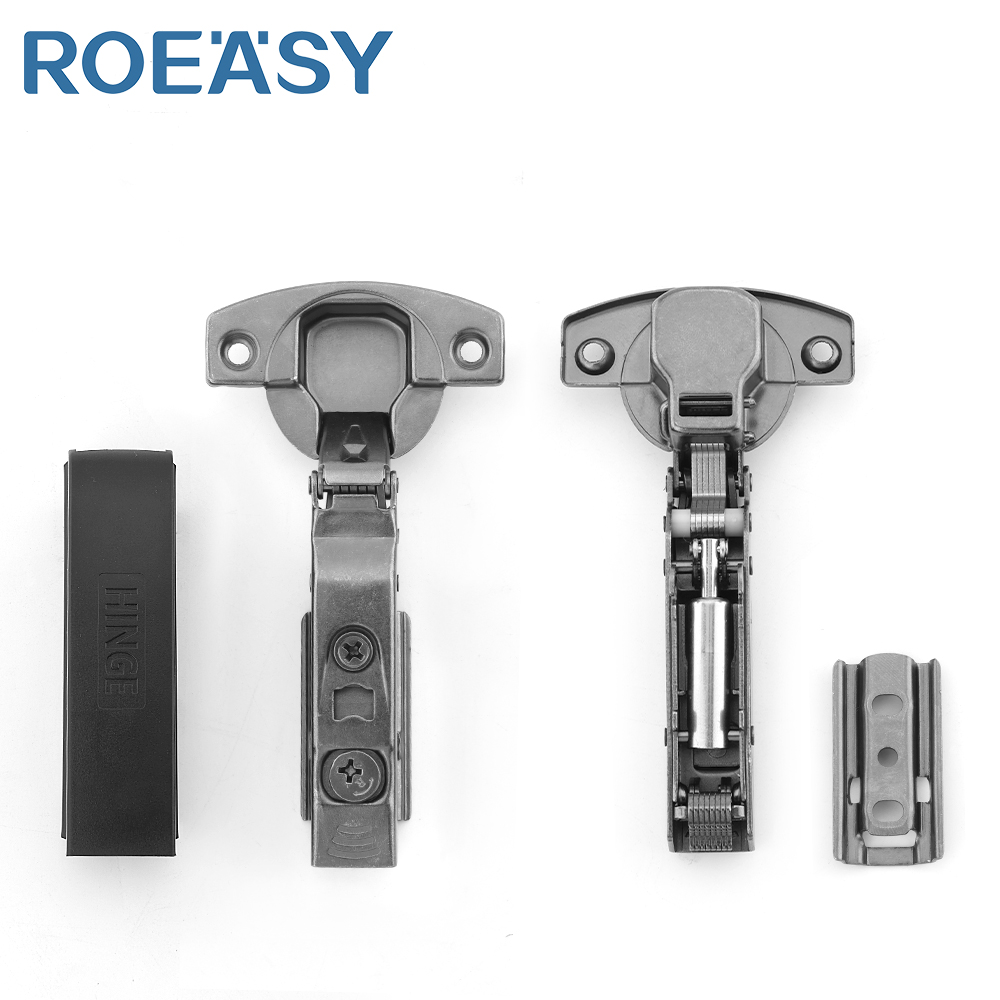 ROEASY CH-273A-2D-1T-BN Preto Níquel 2D Ajustável Oculto Hidráulico Mobiliário Armário Dobradiça Amortecedor de Dampening Fechamento Suave Armário Dobradiça Sem Asas