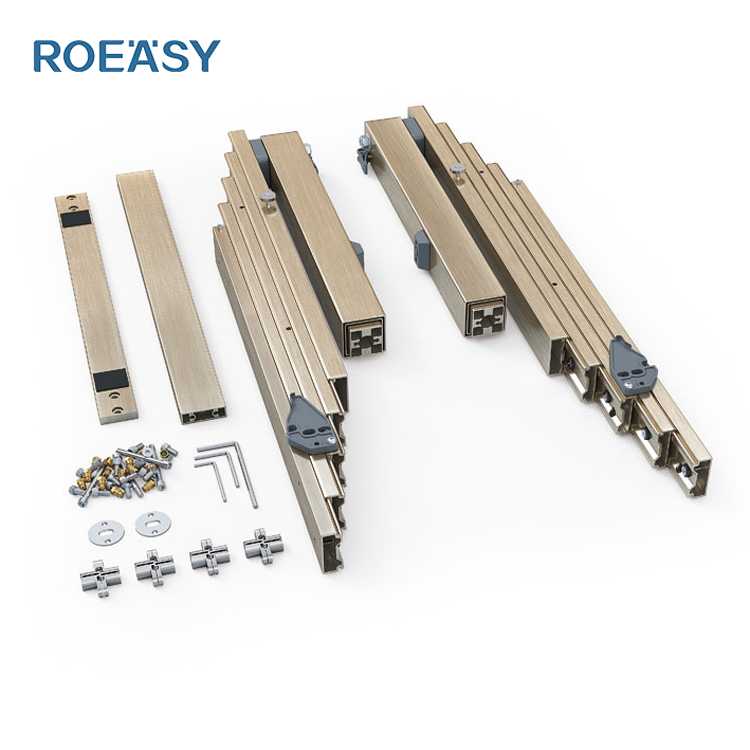 Rel Laci Meja Lipat 100% ROEASY G1-440/G1-540 dengan Lima Bagian Teleskopik Tersembunyi untuk Rel Meja Makan