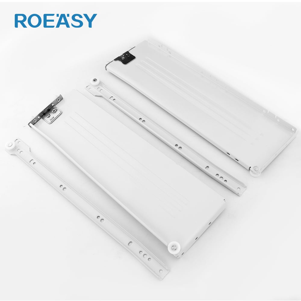 ROEASY MS-0302 118MM Logam Kotak Roda Samping Panel Bubuk Dicat Rel Geser Laci