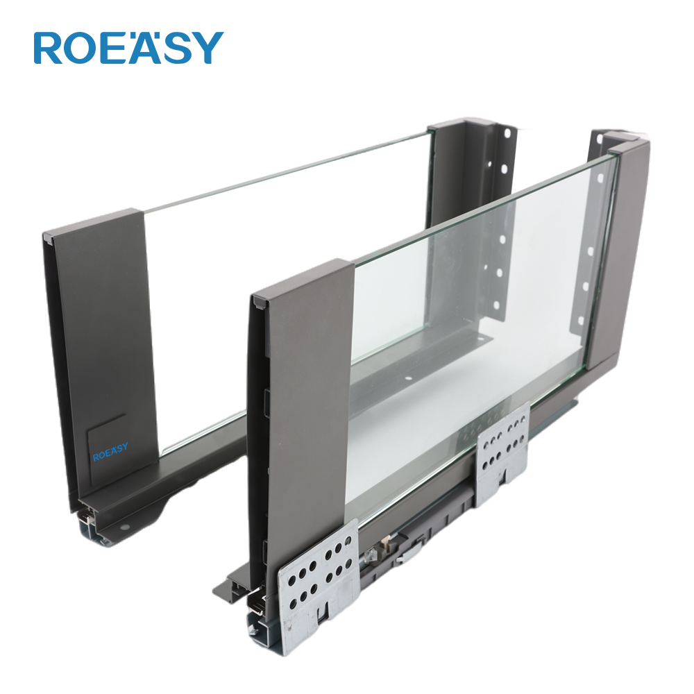 ROEASY 193Y-199MM laci tinggi slide kaca laci galvanis lembaran logam saluran slide laci dapur kotak sliding
