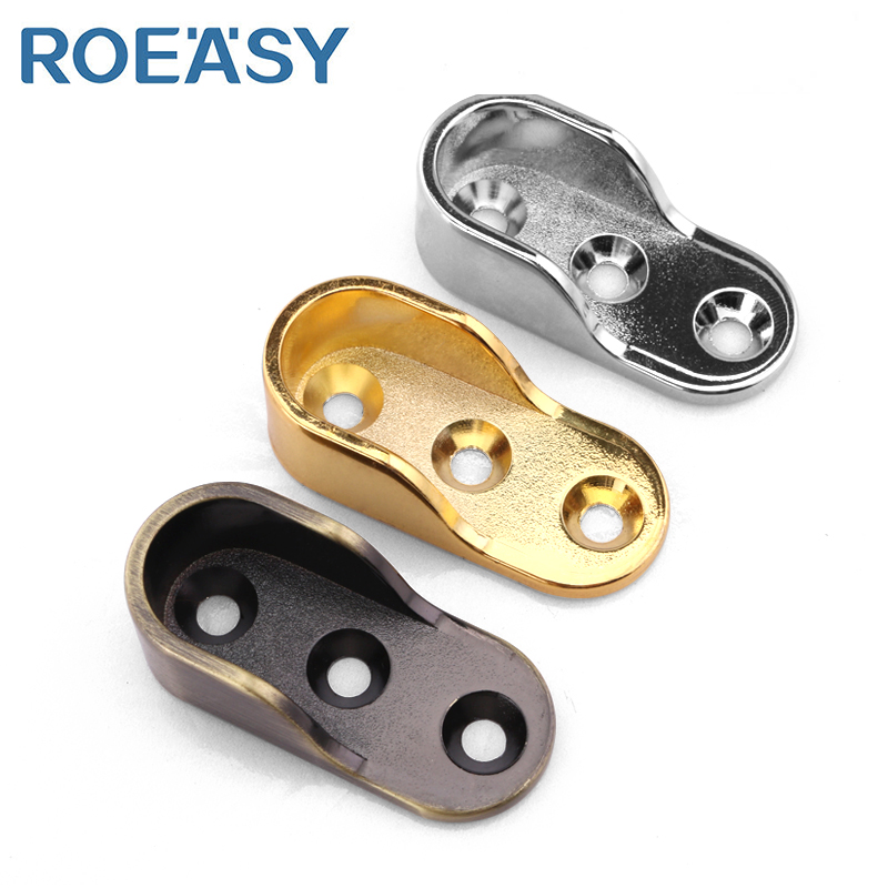 ROEASY DPYT-01 kovové doplnky pre šatníky – podpera pre tyč na oblečenie, niklová rúrka, upevňovacia konzola pre tyč na oblečenie, podpera z zinkovej zliatiny s flancom a tromi otvormi pre zavesenie oválneho vodiaceho lišty