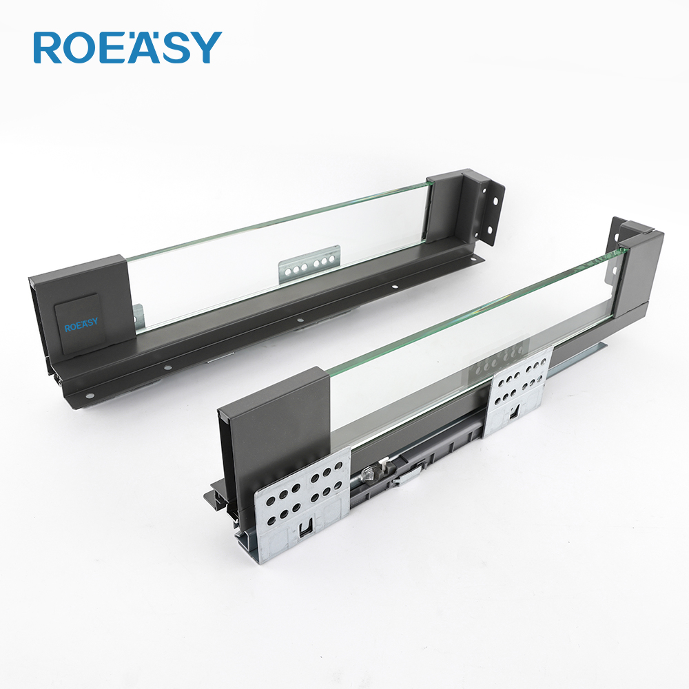 ROEASY 193Y-84MM tinggi saluran tarik laci kotak tipis lembaran kaca untuk furnitur rumah tangga