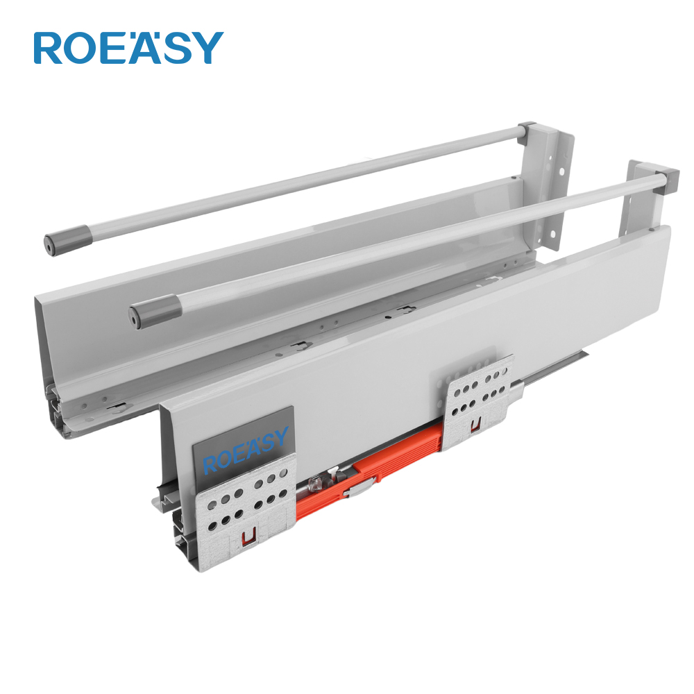 ROEASY TD-197Y-I System Suwakowy do Szuflad Kuchennych z Automatycznym Zamykaniem, Metalowy Suwak Szufladowy do Mebli i Szafek