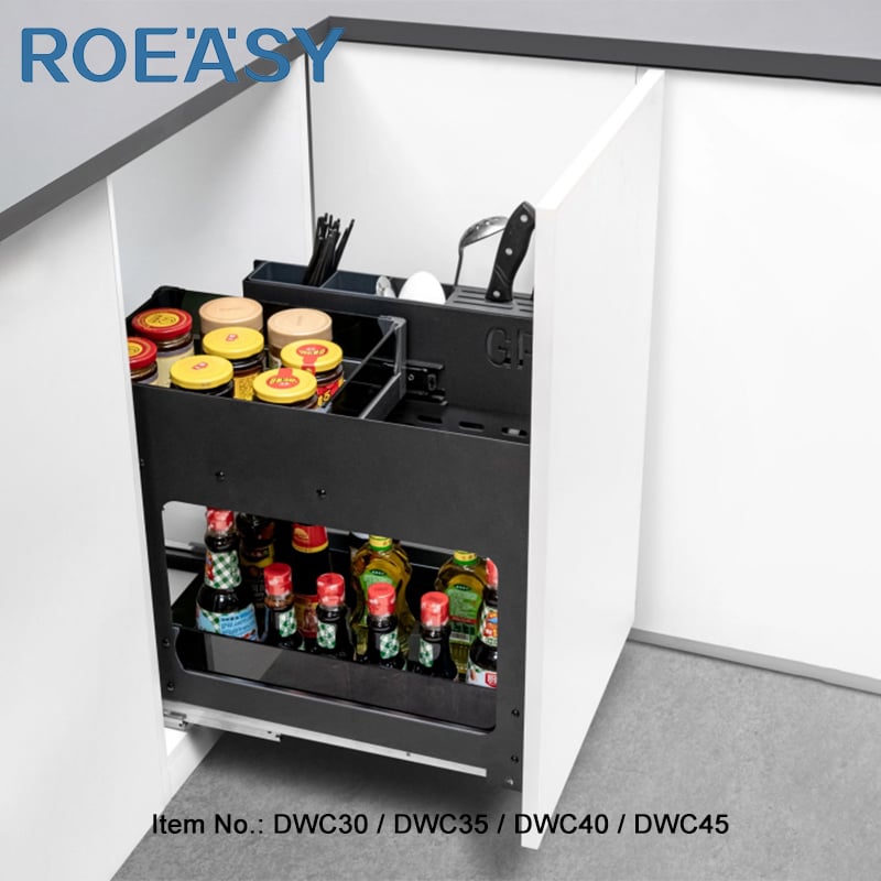 ROEASY DWC30 35 40 45 kitchen cabinets storage rack modern kitchen shelf complete sets home and kitchen storage organizer pull out pantry 2 tires kitchen magic corner basket