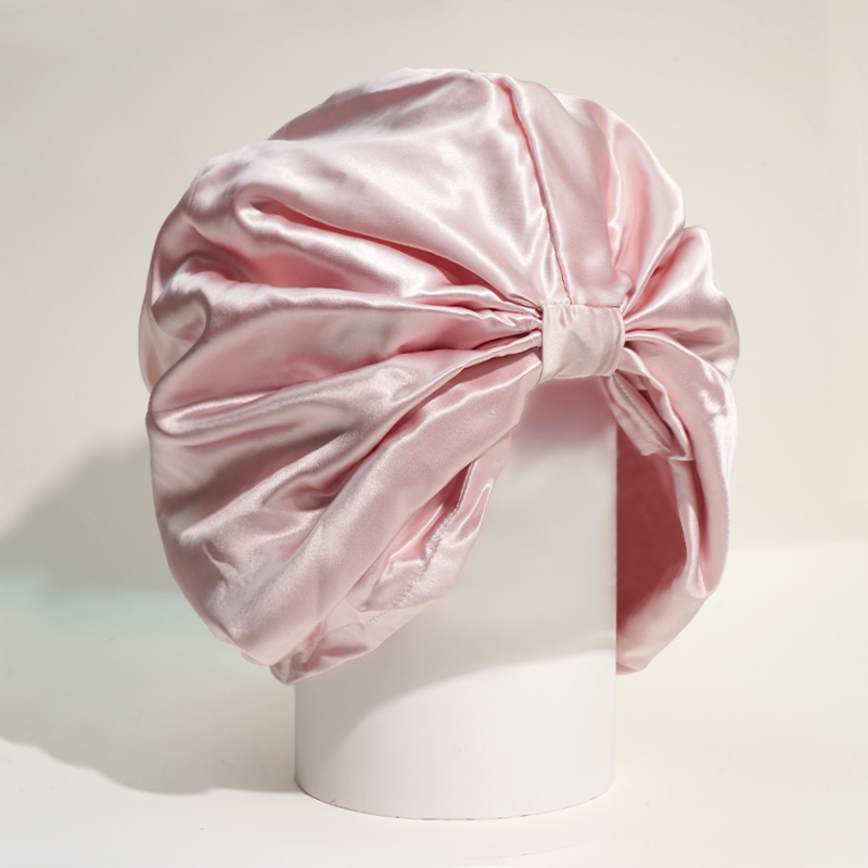 Solid Color Style High Quality 100% Pure Silk Hair Drying Turban Silk Hair Cap Accept Silk Sleeping Cap Customized LOGO