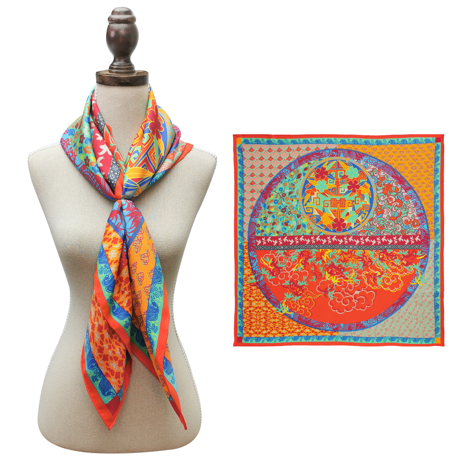 Custom Print Screen Printing Luxury Silk Scarves for Men Women Twill 100% Mulberry Silk Scarf Personalized
