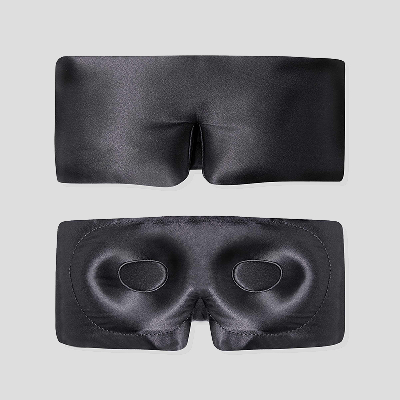 Custom 22MM double sided 3D silk eye mask silk sleep mask with adjustable strap OEM custom logo low MOQ hotel spa rest