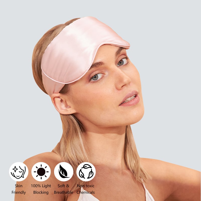 Custom Logo and Size Silk Eyemask 100% Mulberry  Silk Eye Mask With Hook And Loop Fastening
