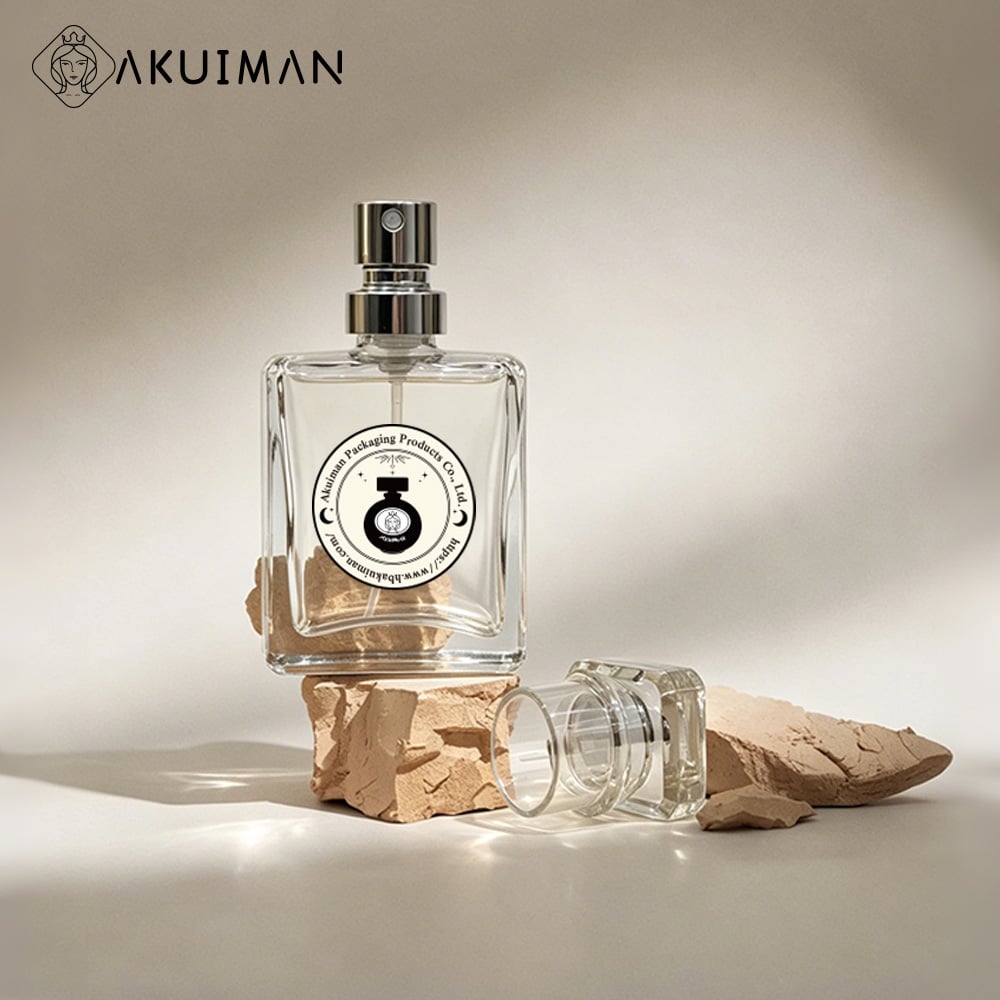 20ml Custom Logo Printed Luxury Clear Empty Square Packaging Bulk Glass Perfume Bottle