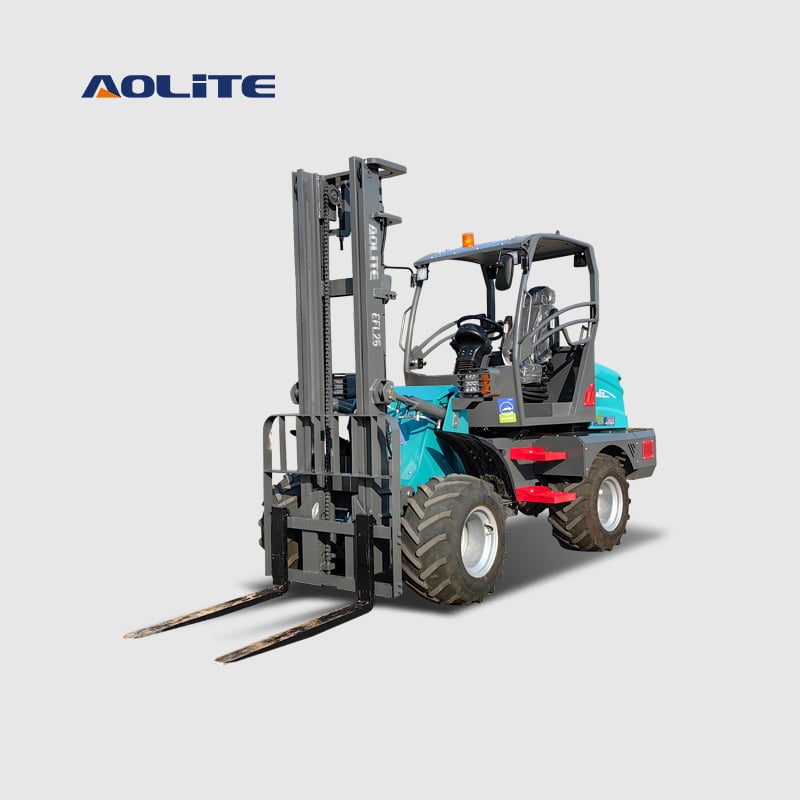 AOLITE EFL25 100% battery electric 2500kg high efficiency four wheel drive terrain forklift loader