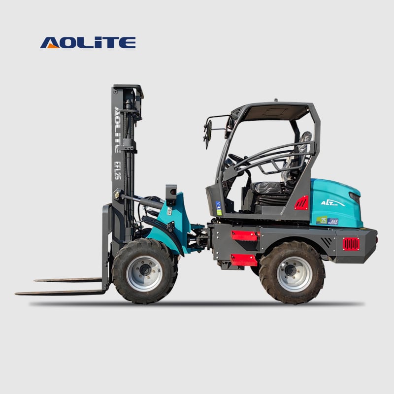 AOLITE EFL25 100% battery electric 2500kg high efficiency four wheel drive terrain forklift loader