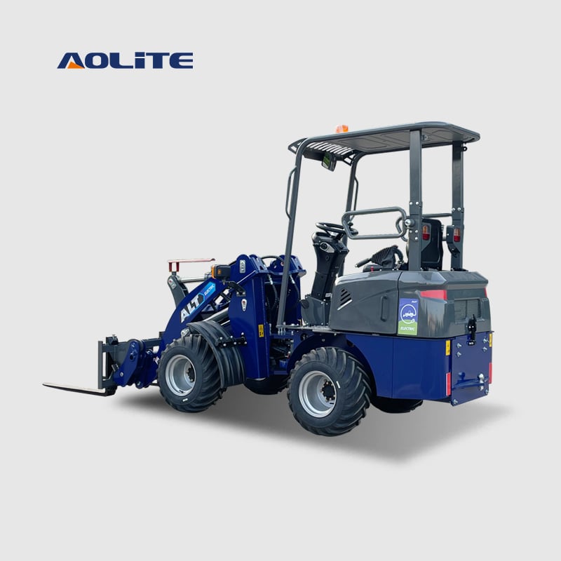 AOLITE E607 electric mini wheel loader new energy 100% battery power 700kg rated load 4WD front end loader