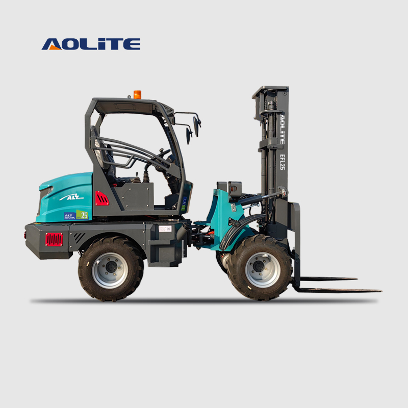 AOLITE EFL25 100% battery electric 2500kg high efficiency four wheel drive terrain forklift loader