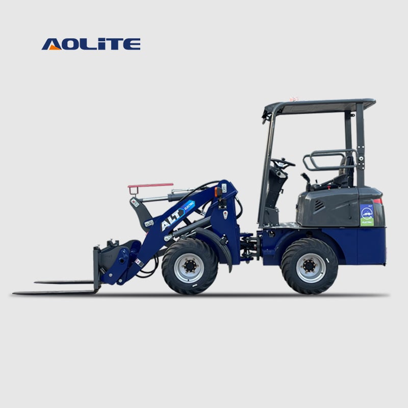 AOLITE E607 electric mini wheel loader new energy 100% battery power 700kg rated load 4WD front end loader