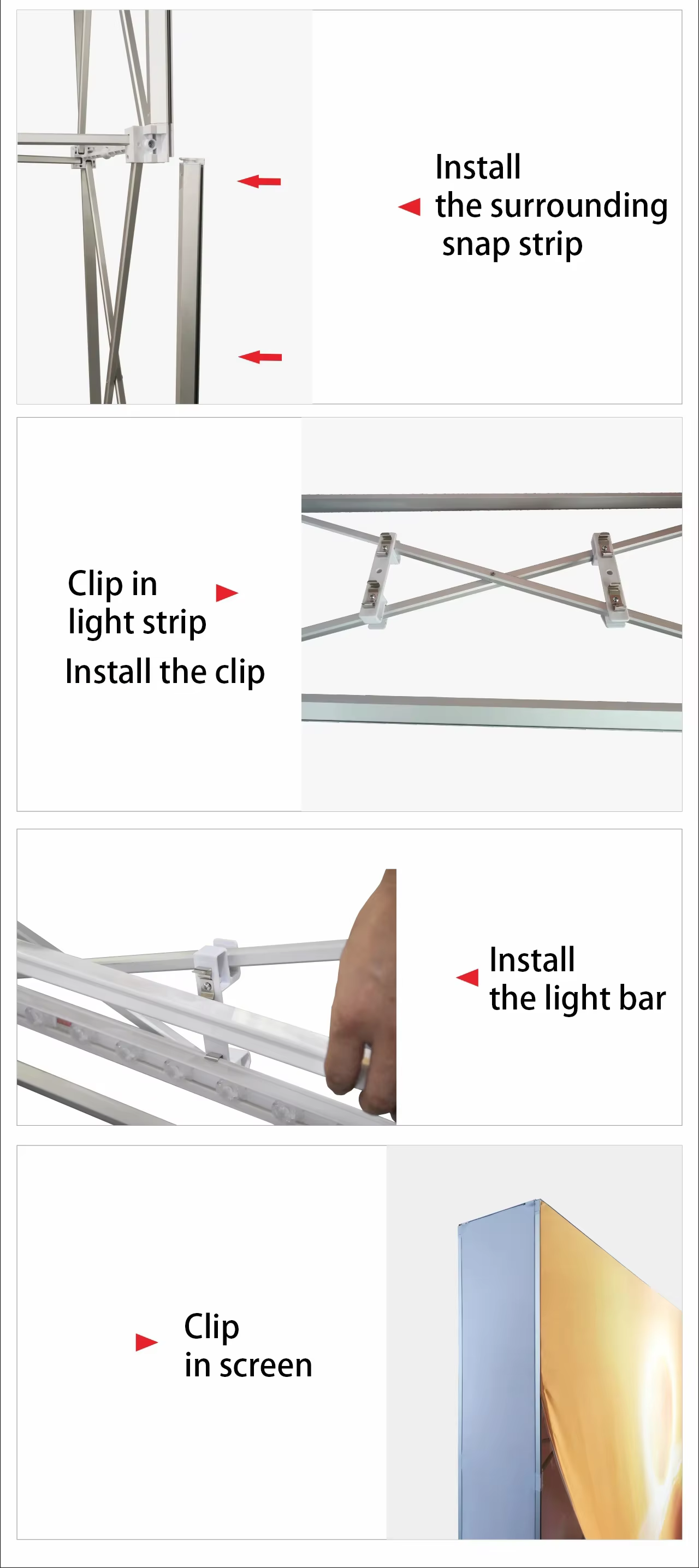 Trade Show Pop-Up Light Box Kit – Modular Aluminum Frame + Fabric Graphics + Hard Case to Counter factory