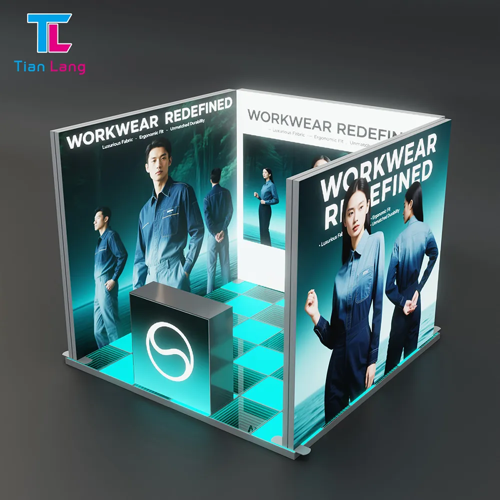 Tianlang Mirror reflection light box floor 3*3M: Single-Open Booth Illusion Floor with 80% Energy Savings