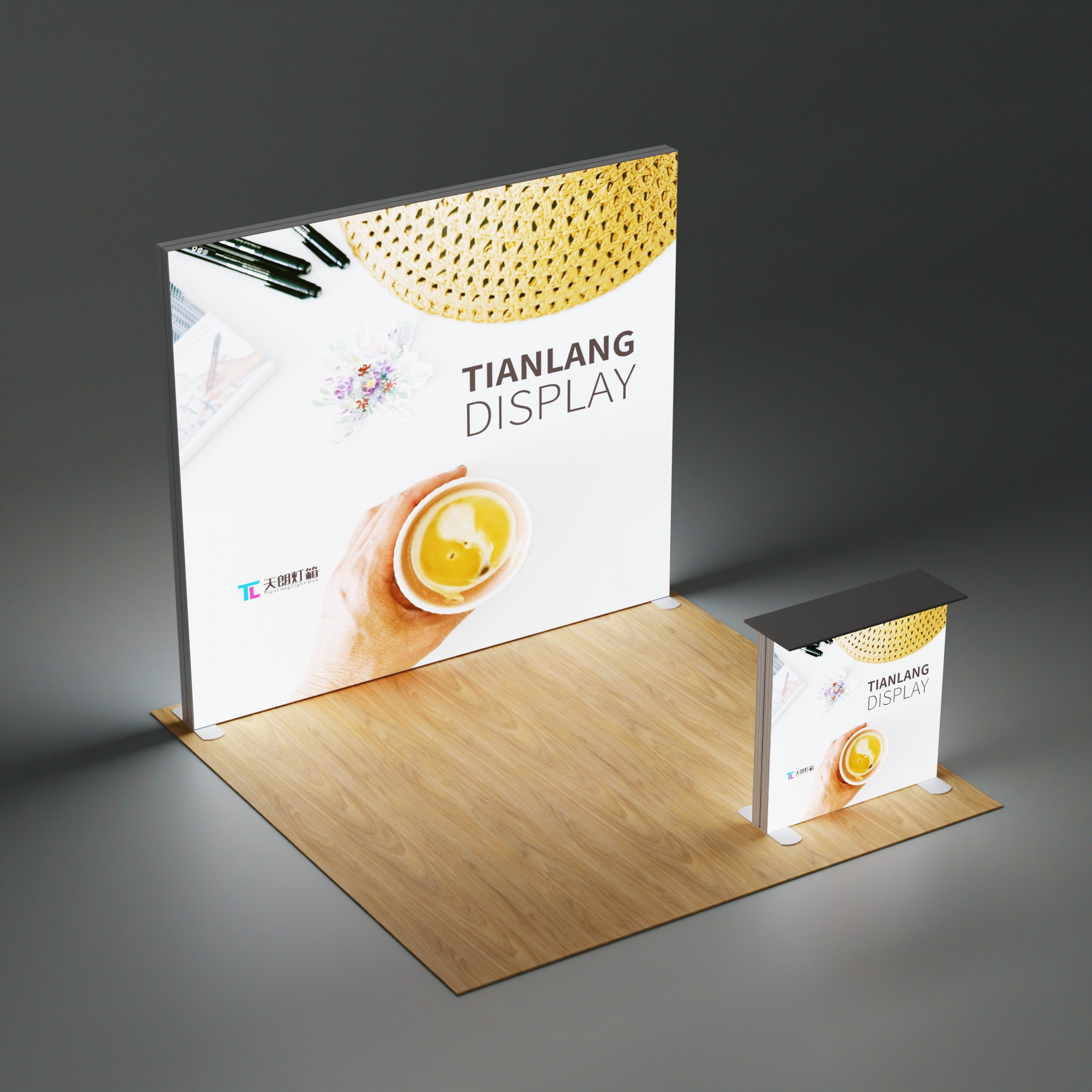 TianLang  3m×3m Exhibition Booth light box : 3 open sides Trade Show