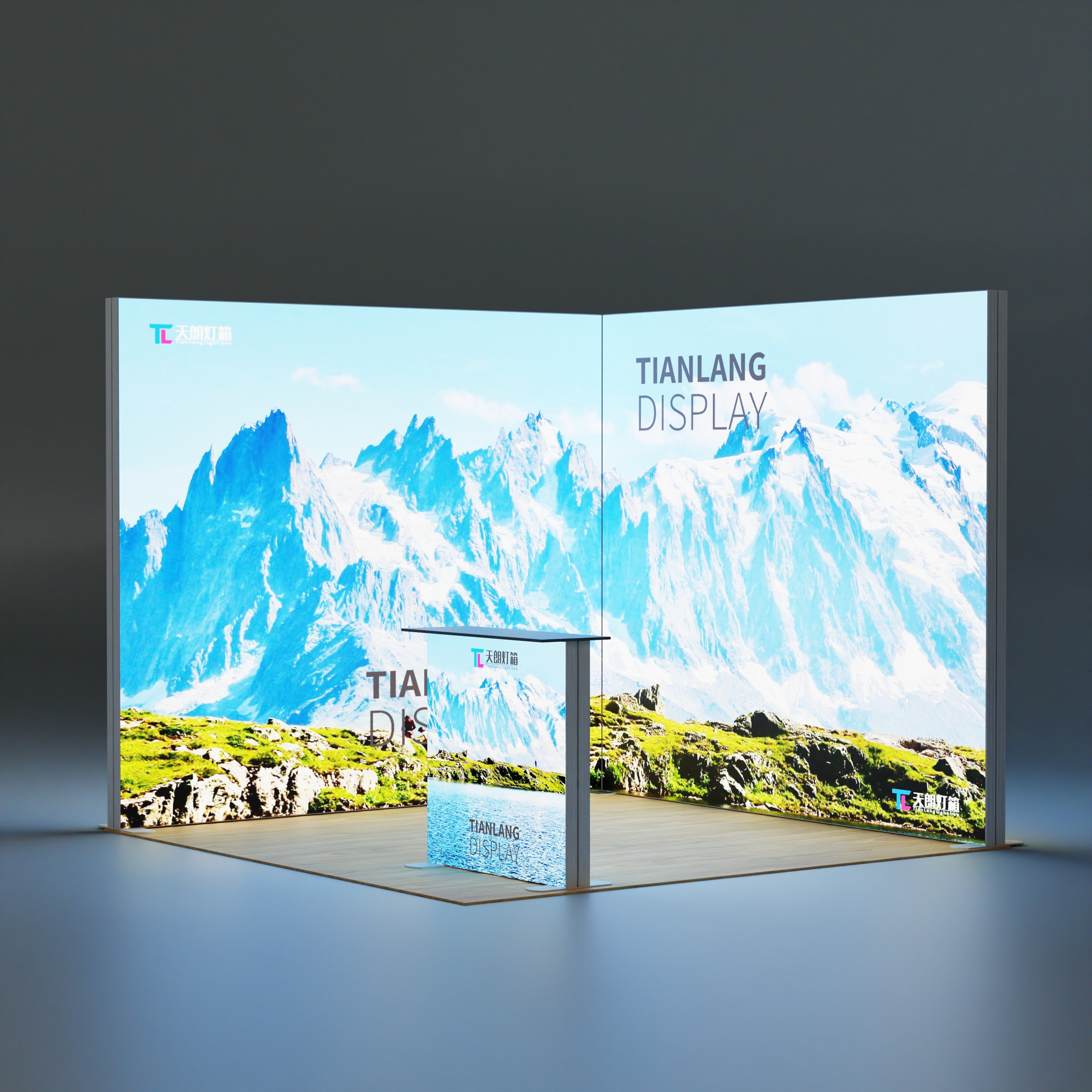 TIANLANG 3x3 LED-backlit Booth : 3m×3m Double opening 