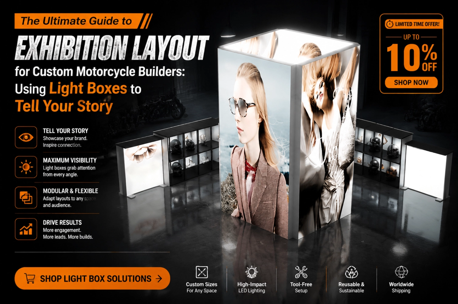 The Ultimate Guide to Exhibition Layout for Custom Motorcycle Builders: Using Light Boxes to Tell Your Story