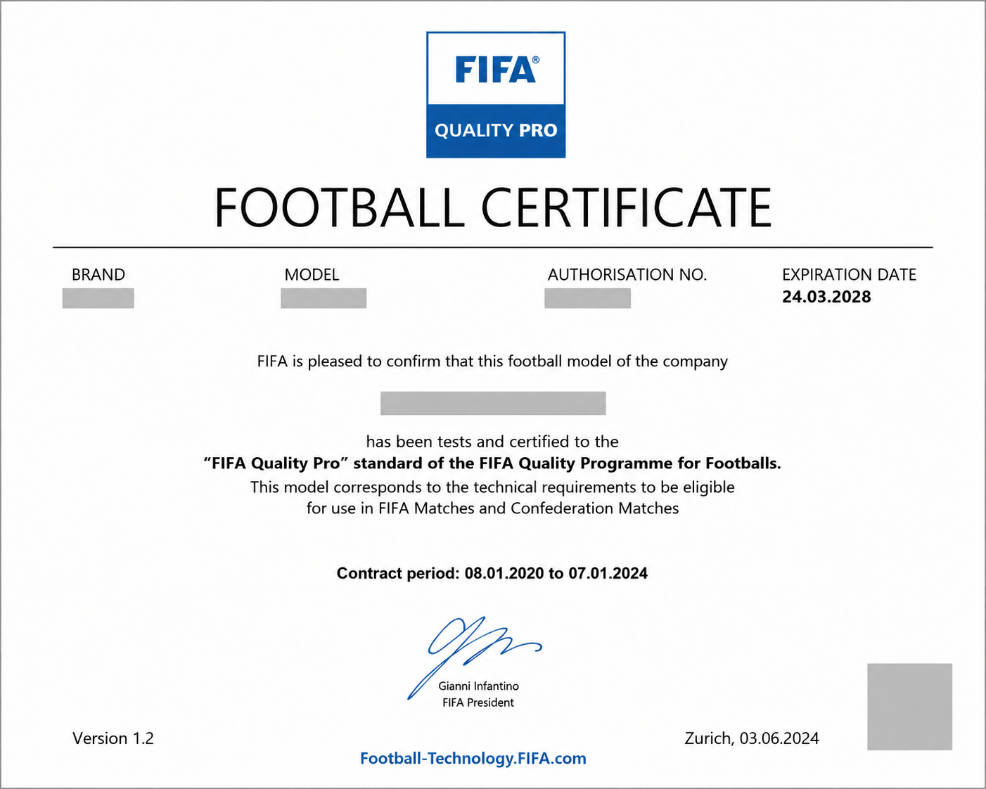 FIFA Quality Pro Certified Manufacturing