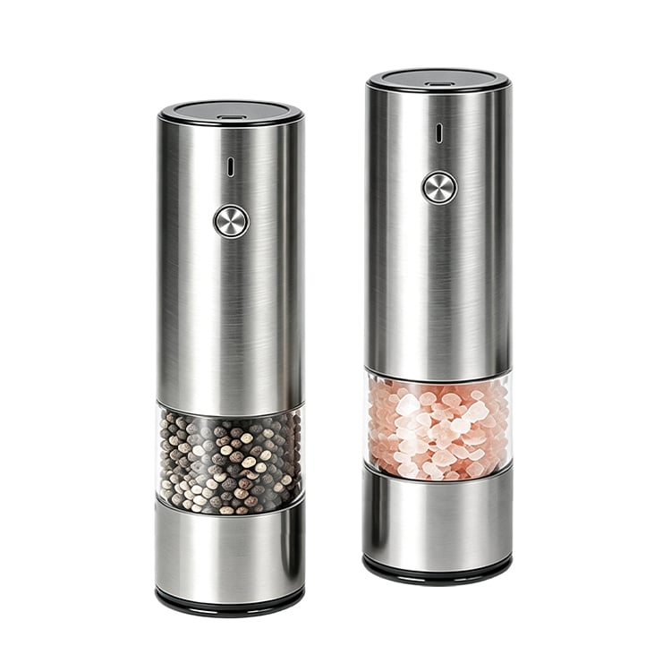 Original fabrikkens en-håndsdrevne automatiske salt- og pepperkverner på 42 ml, laget av matgradsstål som kan justeres