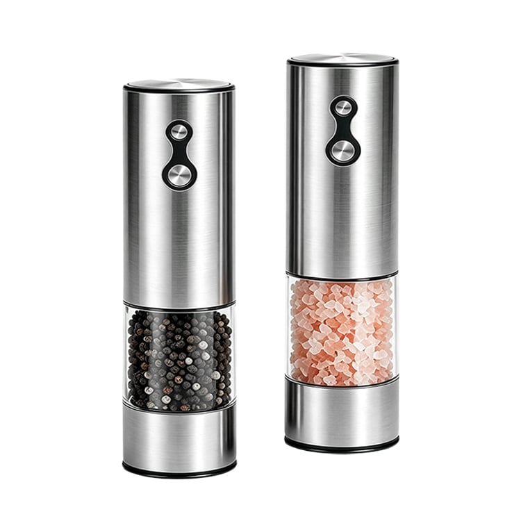 USB-strømforsynt automatisk oppladbart salt- og pepperkvernsett med justerbar kvernfinhet og LED-lampelys
