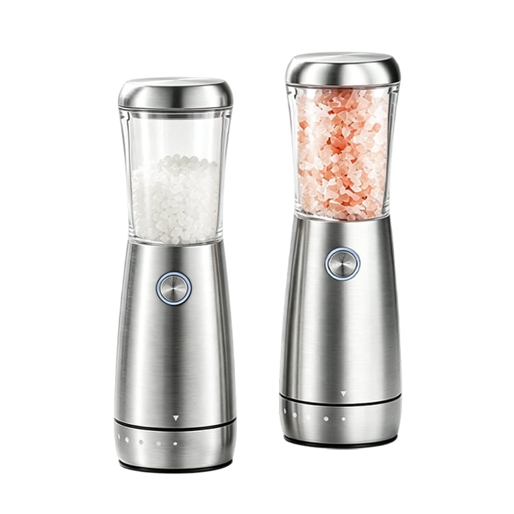 Stor kapasitet på 165 ml, elektrisk pepperkvern med USB-C-oppladning, slippesikker og resirkulerbar, laget av rustfritt stål 304, for de fleste typer salt og pepper