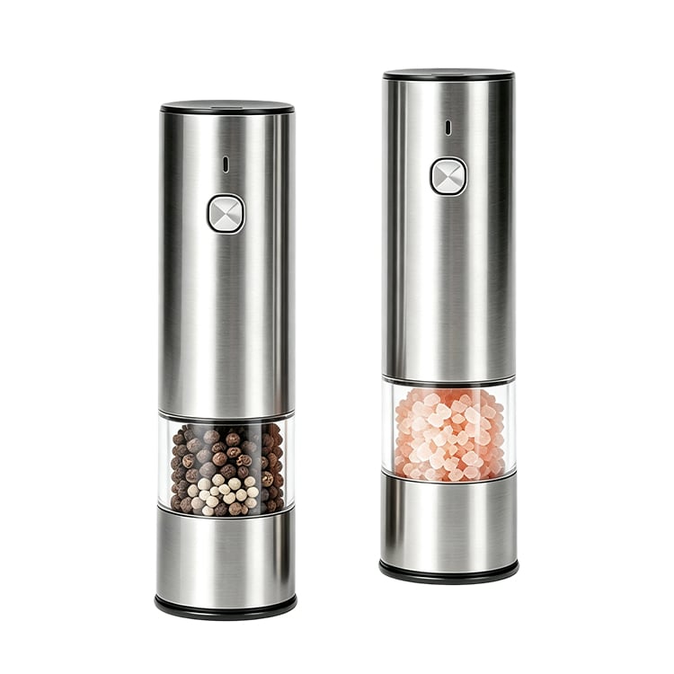 Bestselger: Nytt oppladbart USB-salt- og pepperkvern i rustfritt stål med justerbar elektrisk mini håndholdt kvern for tørre krydder