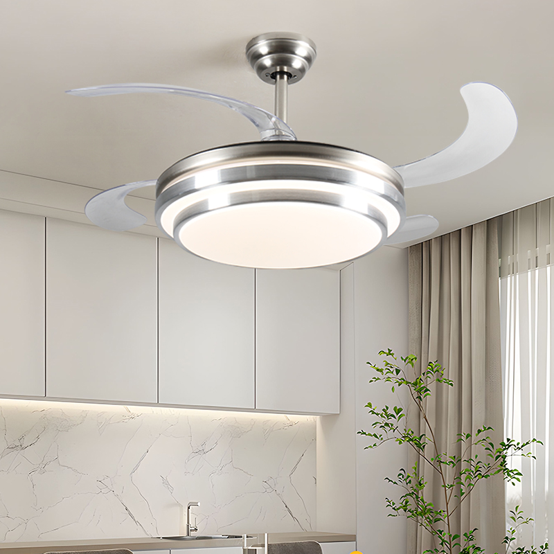 Kipas Langit-langit Tidak Terlihat Hemat Tempat dengan Baling-baling Retractable dan Lampu LED