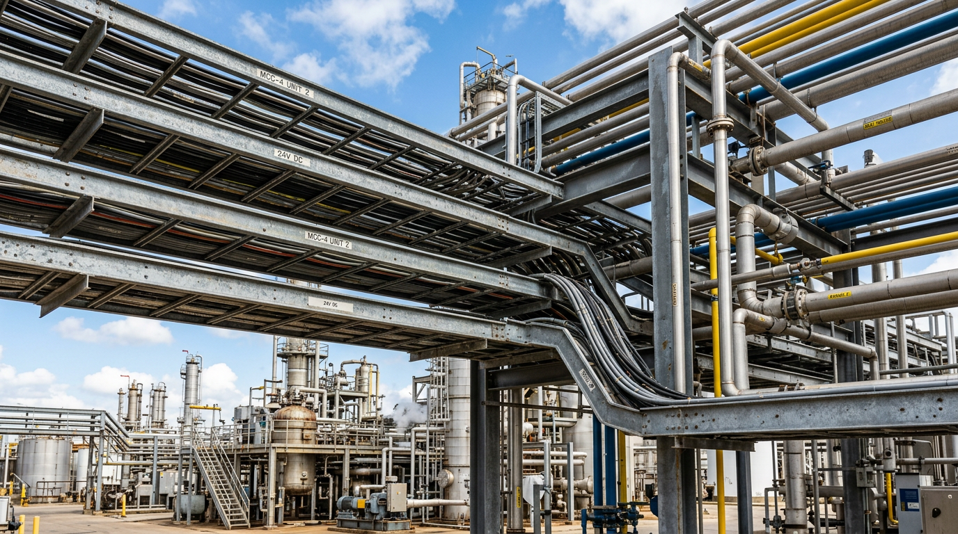 Chemical plant cable tray corridor in the United States.png