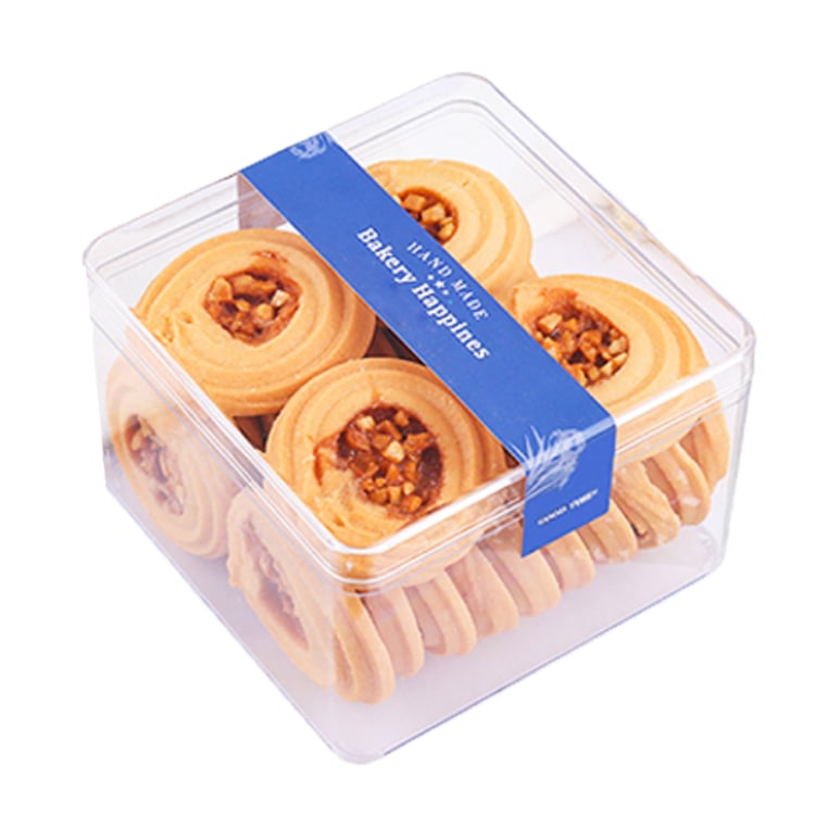  CH8560 300ml Plastic Box for Cookies and Candies, Custom Logo Printing Tiramisu Cake Containers with Lid