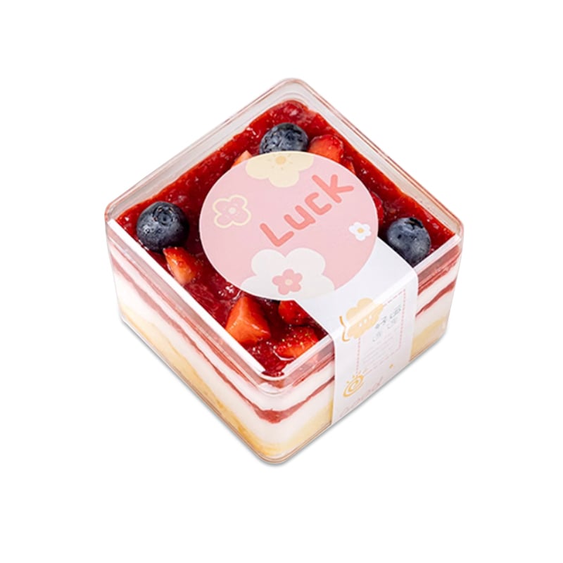 CH9560 330ml Plastic Box for Cookies and Candies, Custom Logo Printing Tiramisu Cake Containers with Lid   