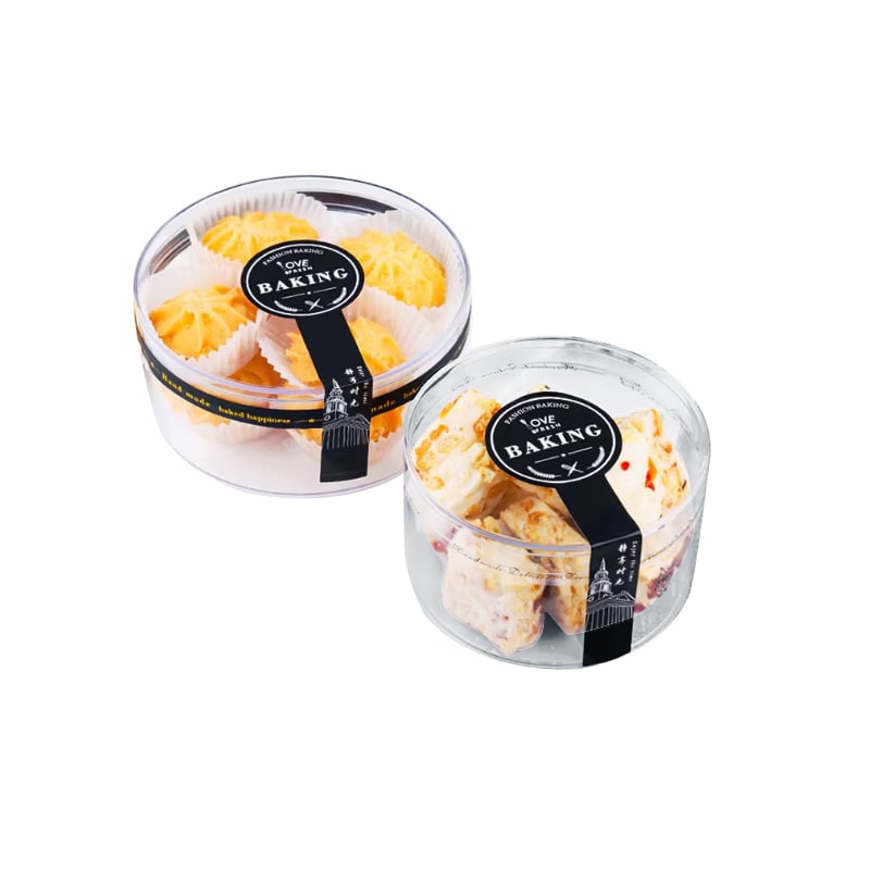  CH12255 380ml Plastic Box for Cookies and Candies, Custom Logo Printing Tiramisu Cake Containers with Lid    