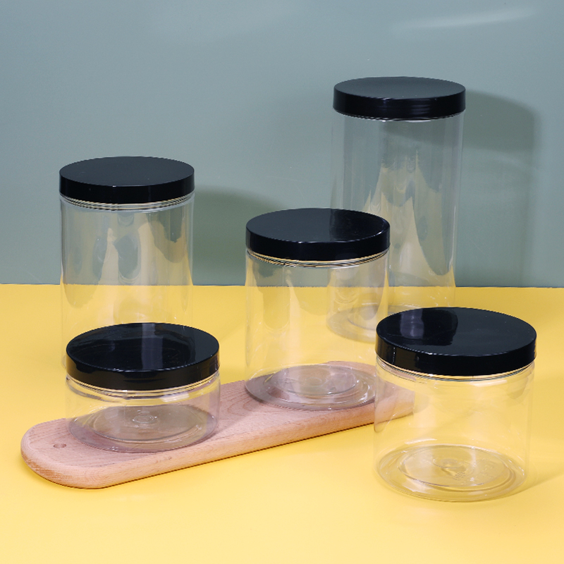 Hochong 96mm Diameter Series Plastic Jars, Clear Food Storage Containers with Lids