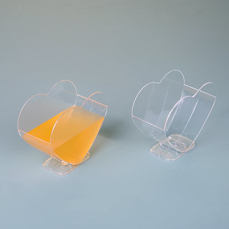 CH54 110ml Dessert Cups for Mousse, Custom Logo Heart Shaped Plastic Cake Cup with Spoons   