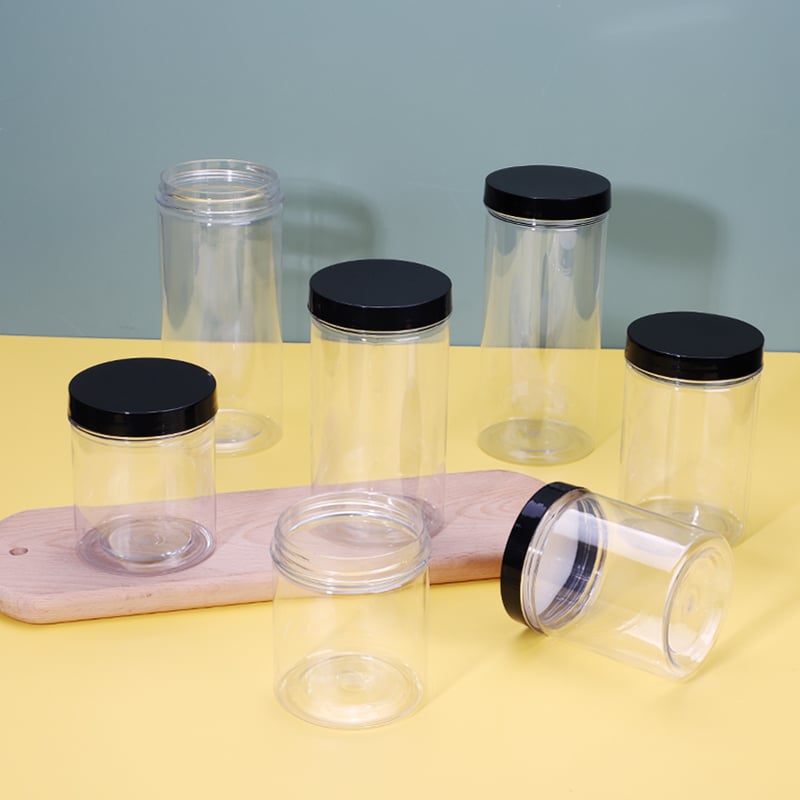  Hochong 63mm Diameter Series Plastic Jars, Clear Food Storage Containers with Lids