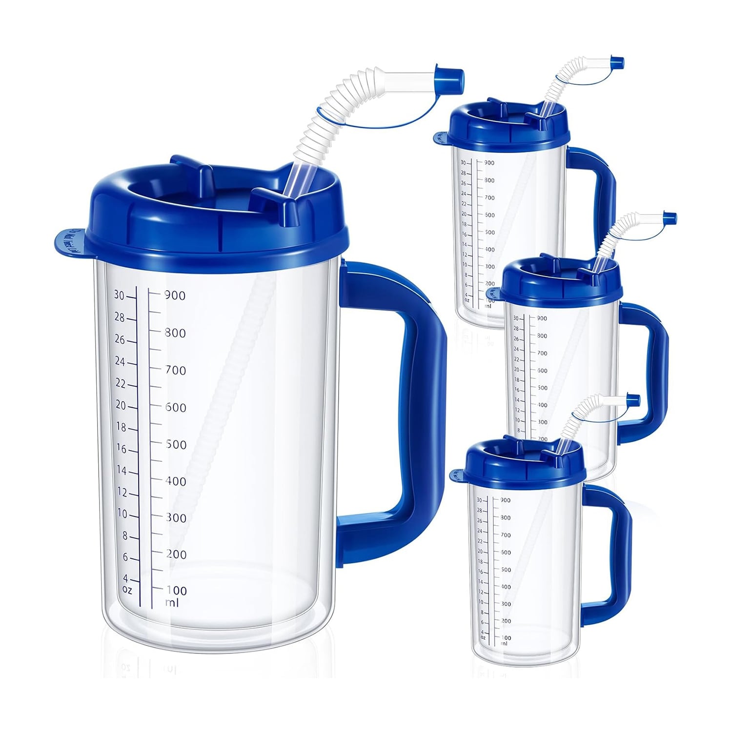 32oz Double Wall Hospital Carafe Insulated Mug Hospital Water Cup with Straw and Lid