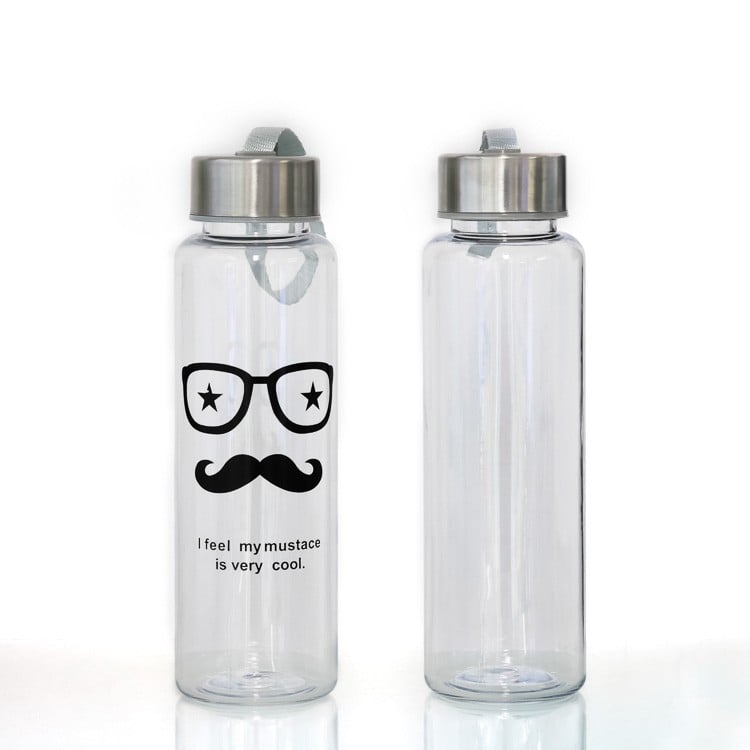 12oz/14oz/16oz Plastic Clear Water Bottle with Strap