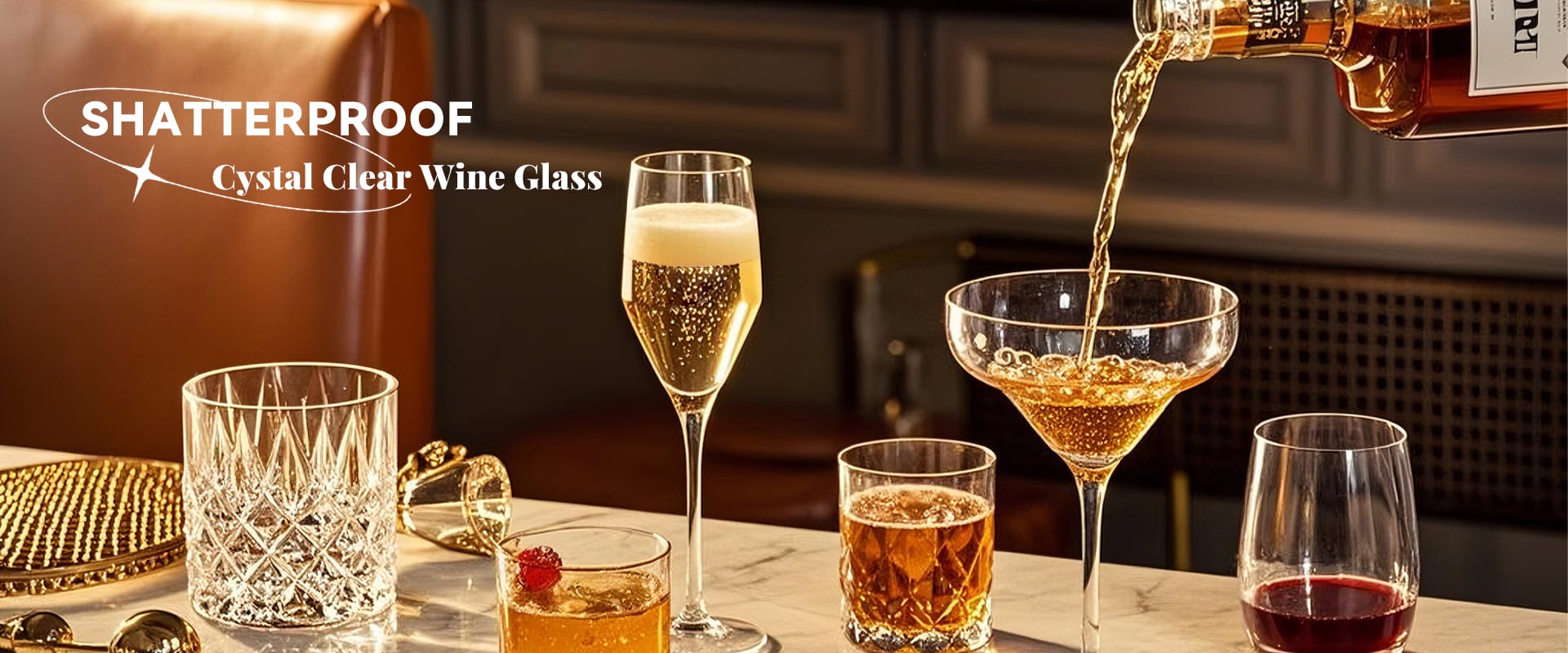 aanpasbare plastiek-barware – steellose wyn-, whiskey- en koktelglase met logo-afdrukking
