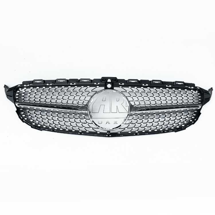 AR-BenZGR-010 With Camera Hole Diamond Style Front Grille for Mercedes Benz C Class W205 2015-2018