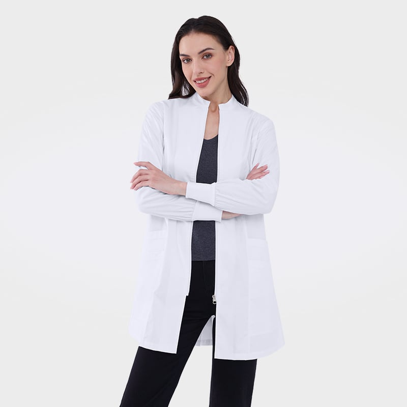Modern Fit Personalized Zip-Front Medical Lab Coat for Women 42143