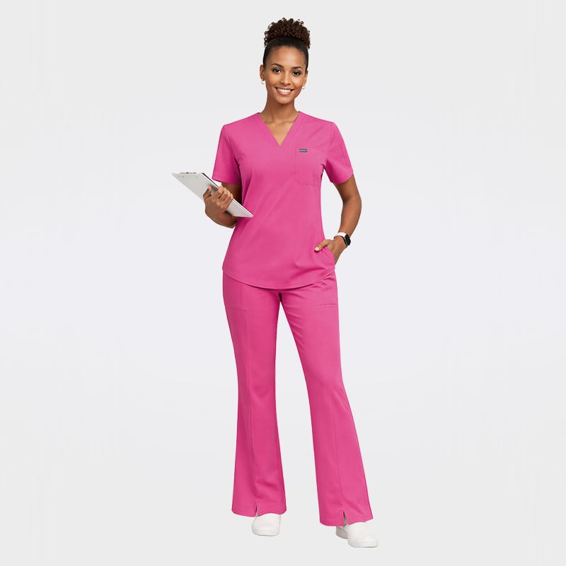Simple and Elegant Style Nursing Scrubs Bell Bottoms Scrubs Uniforms Sets 42389