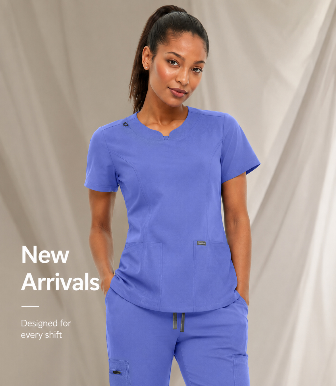 New Arrival NIAAHINN 42346 Women’s Stretch Medical Scrubs Set (2).jpg