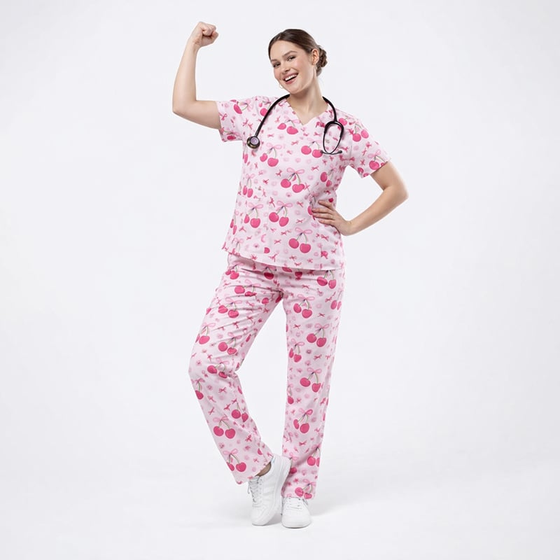 Unisex Professional Medical Scrubs Uniform V-Neck Top with Straight Pants | Stretch Comfort, Multiple Pockets, Easy Care