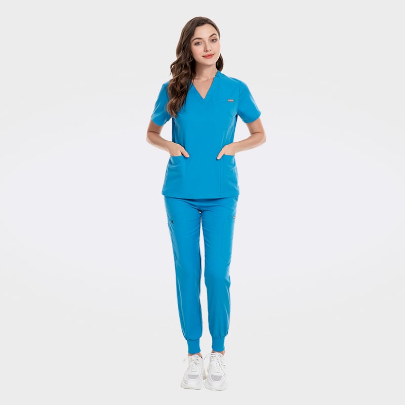 Unique V-neck Design Nursing Scrubs Sets Simple but Not Plain Scrub Sets 42032