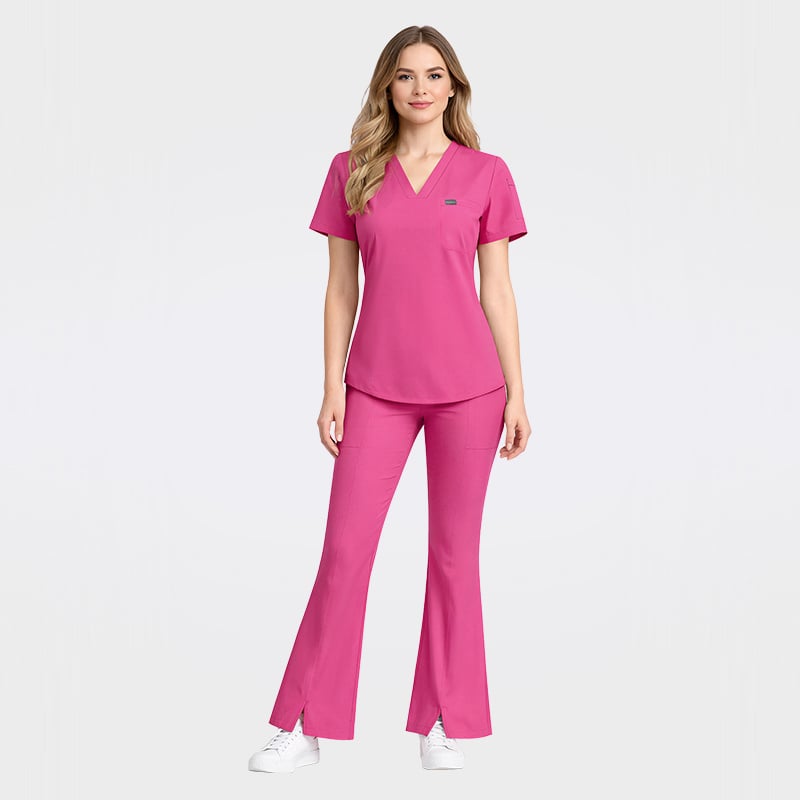 Simple and Elegant Style Nursing Scrubs Bell Bottoms Scrubs Uniforms Sets 42389