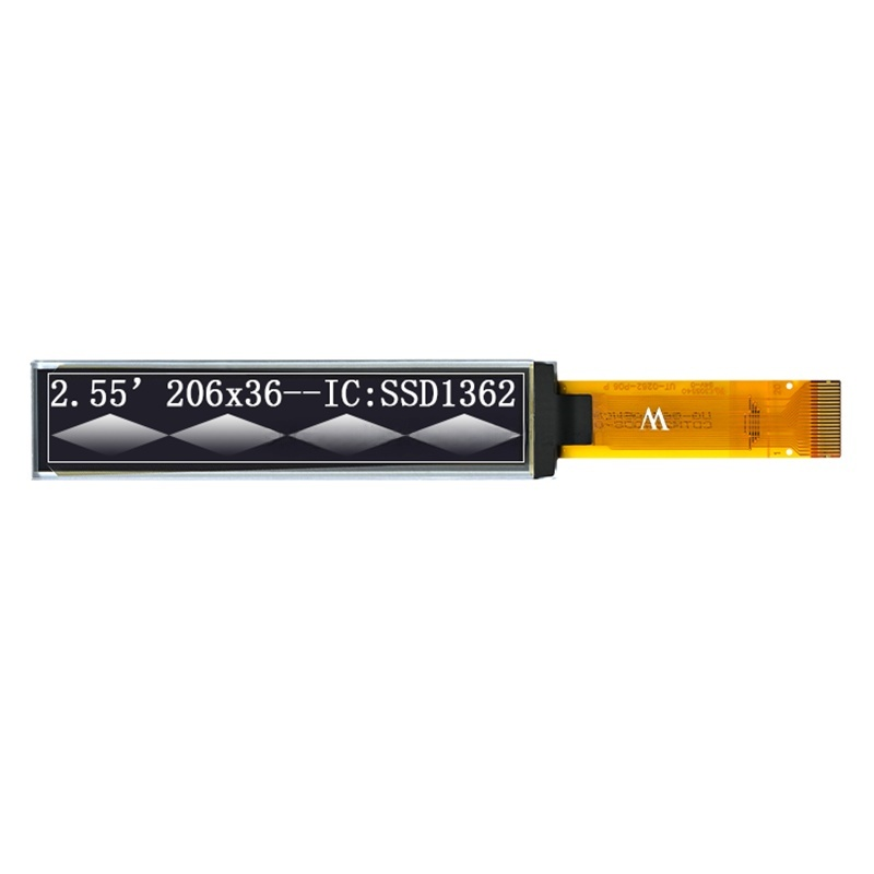 2.55'' 2.55inch resolution 206x36  small oled display panel driver IC SSD1362 white color